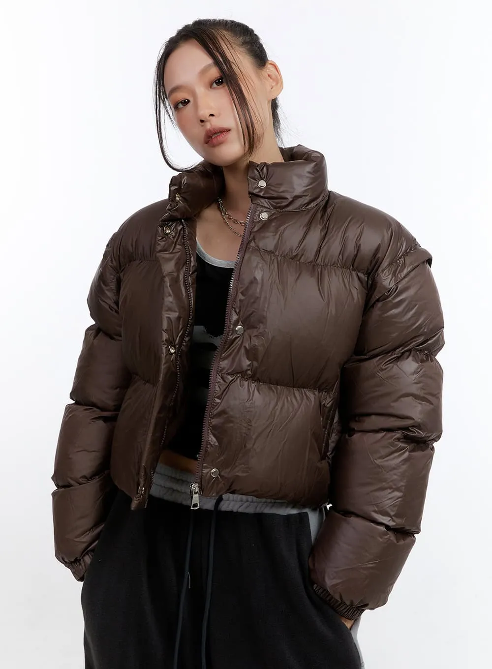 Chic Detachable Crop Puffer Jacket CN401