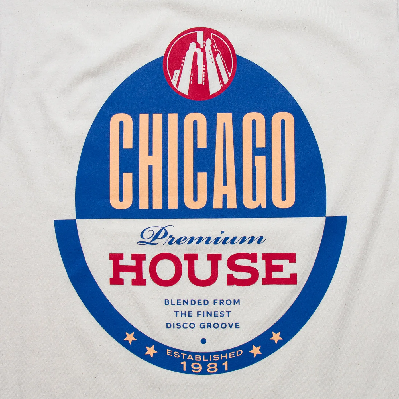 Chicago House Front Print - Tshirt - Natural