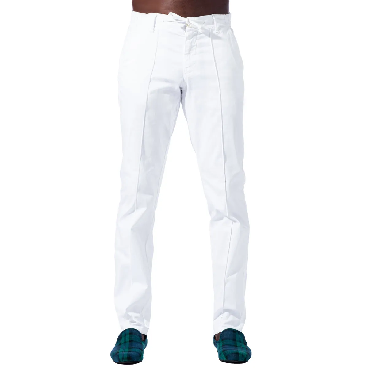 Chino Pants w/ Drawstring Waist - White