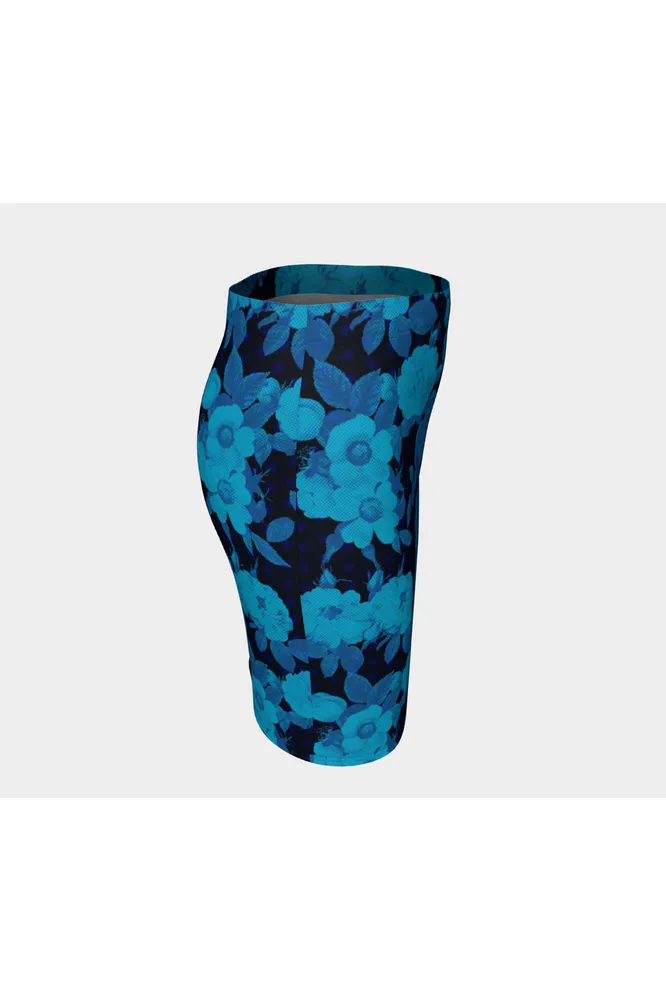 Classic Blue Floral Fitted Skirt