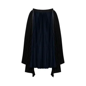 Classic Pleated Asymmetric Skirt in Black