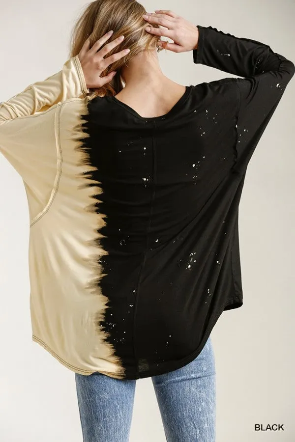 Contrast Color Raw Edge Top, Black