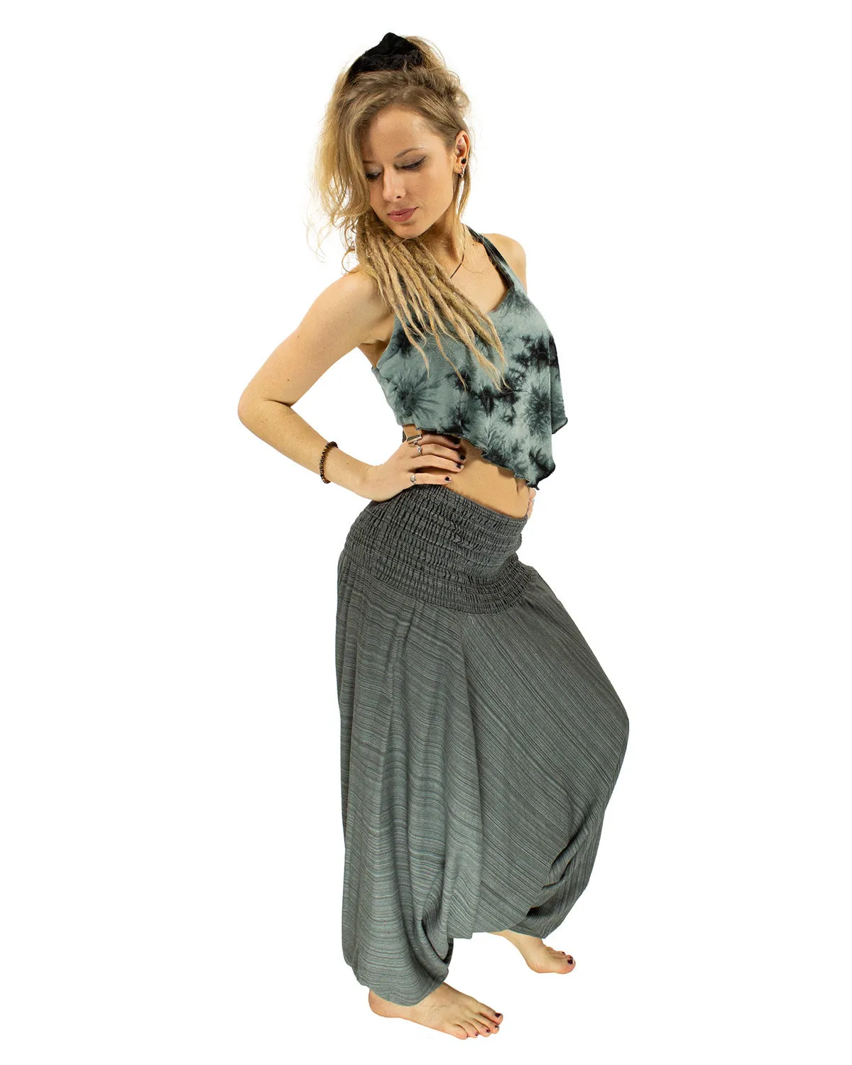 Cotton Baggy Harem Pants Grey