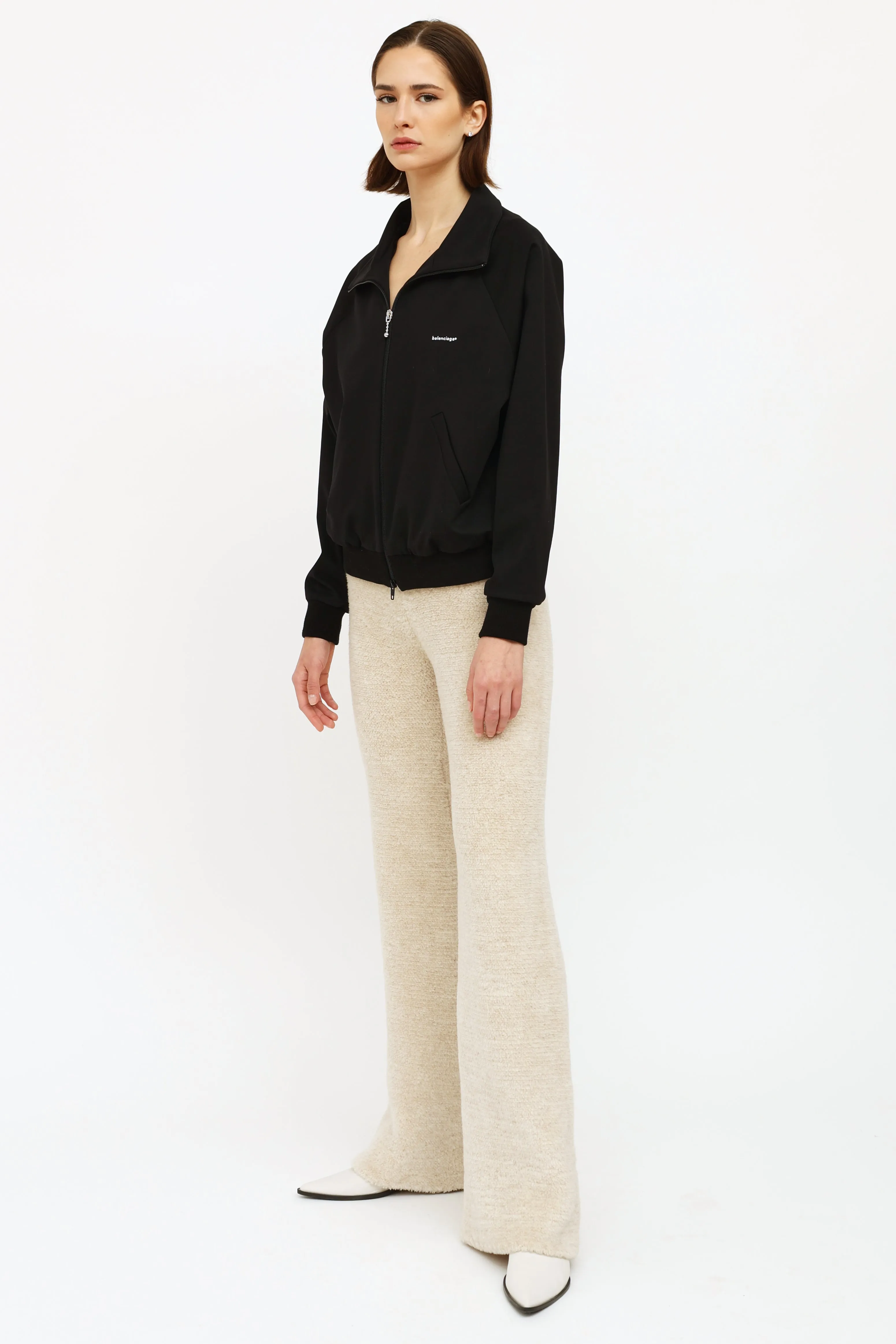 Cream Fleece Knit Lounge Pants