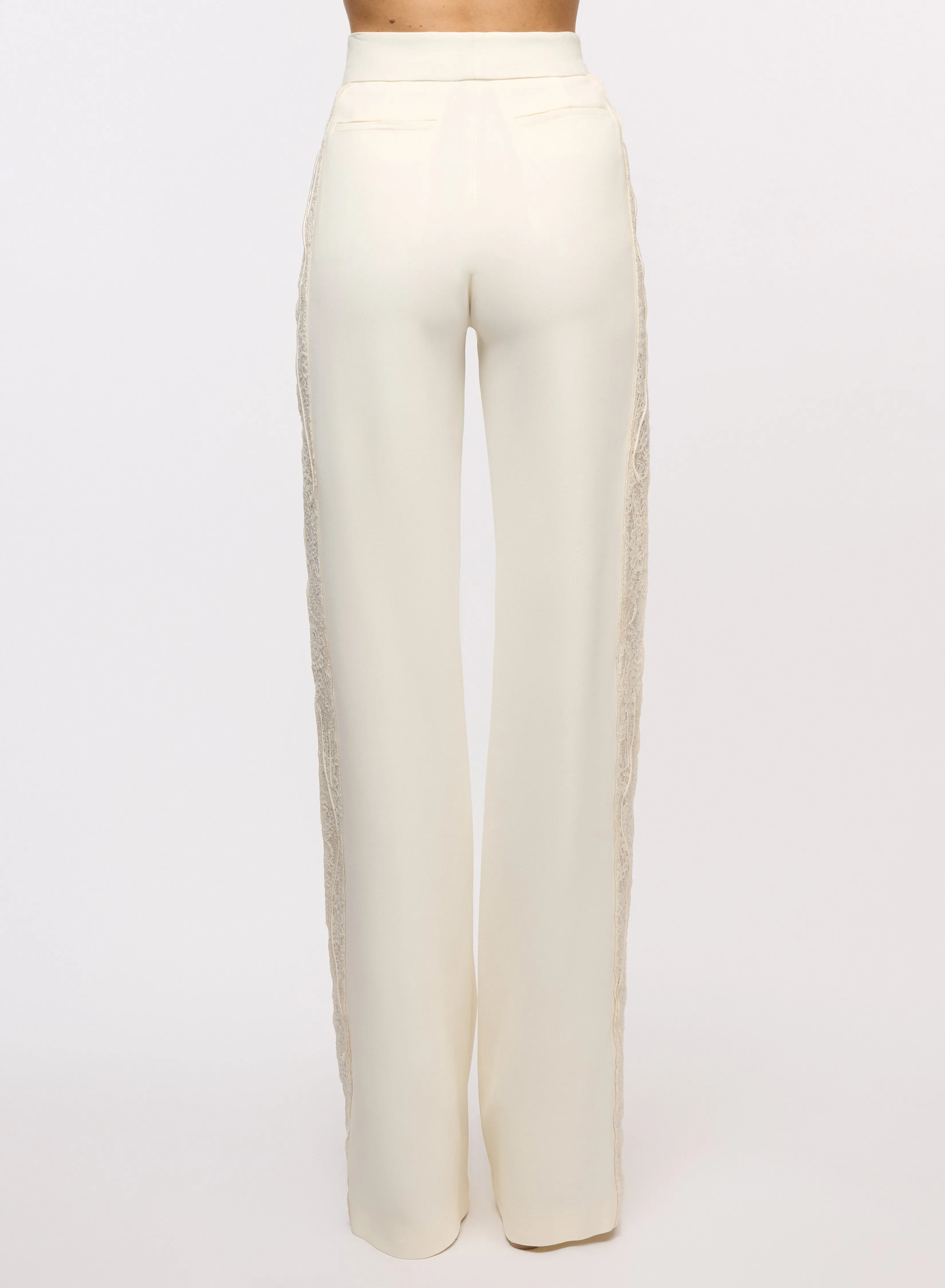 Crepe Pants with Lace Inserts