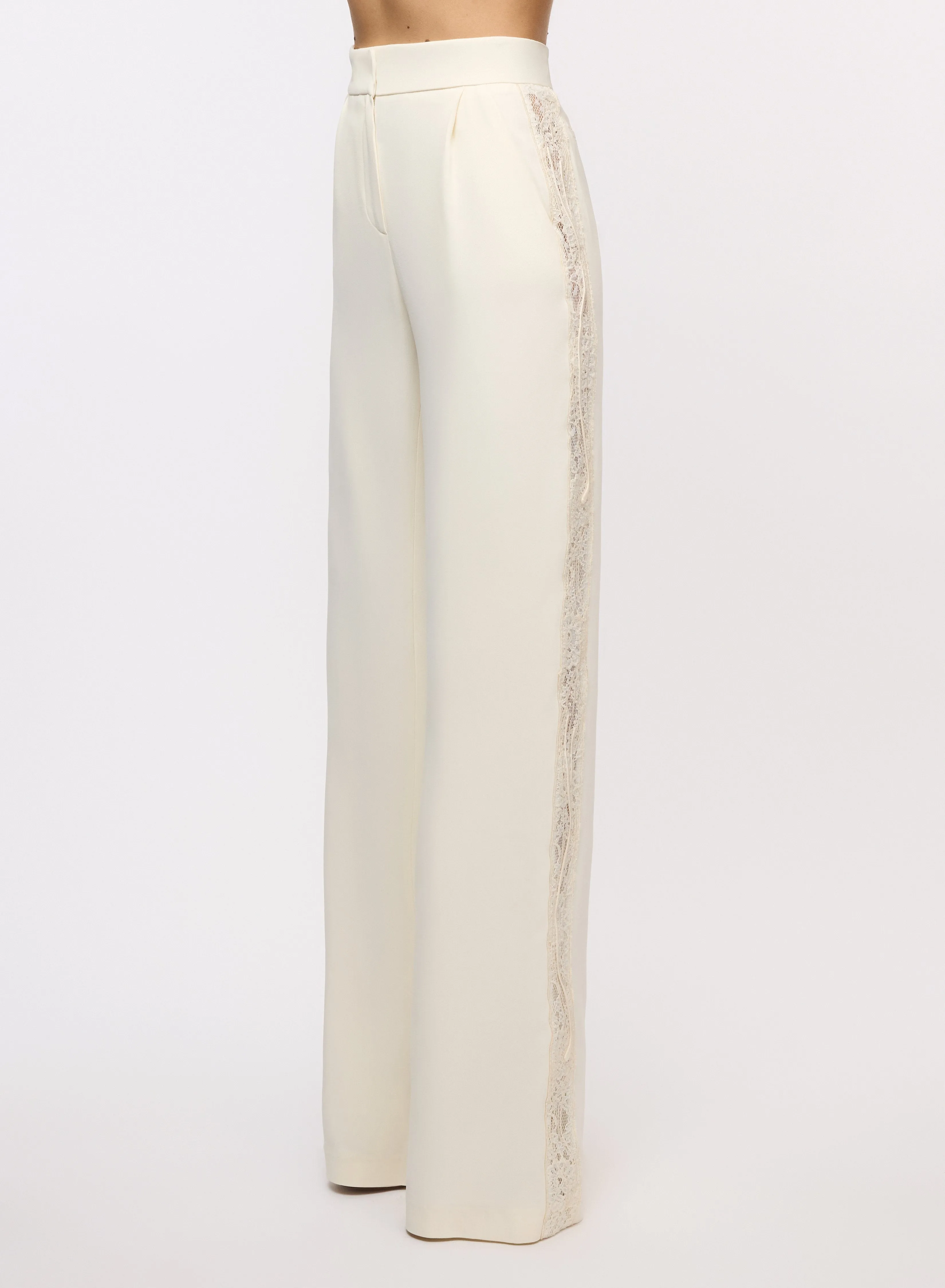 Crepe Pants with Lace Inserts