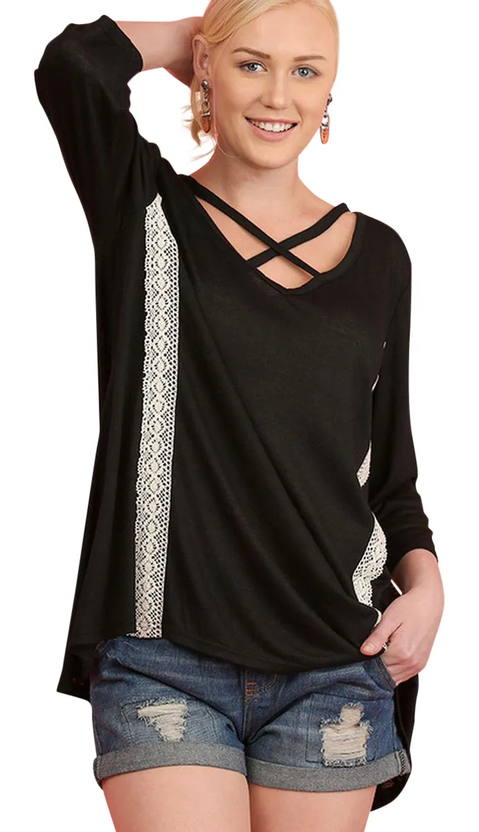 Criss Cross Crochet Tunic, Black