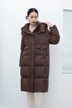 Dark Brown Long Puffer Jacket