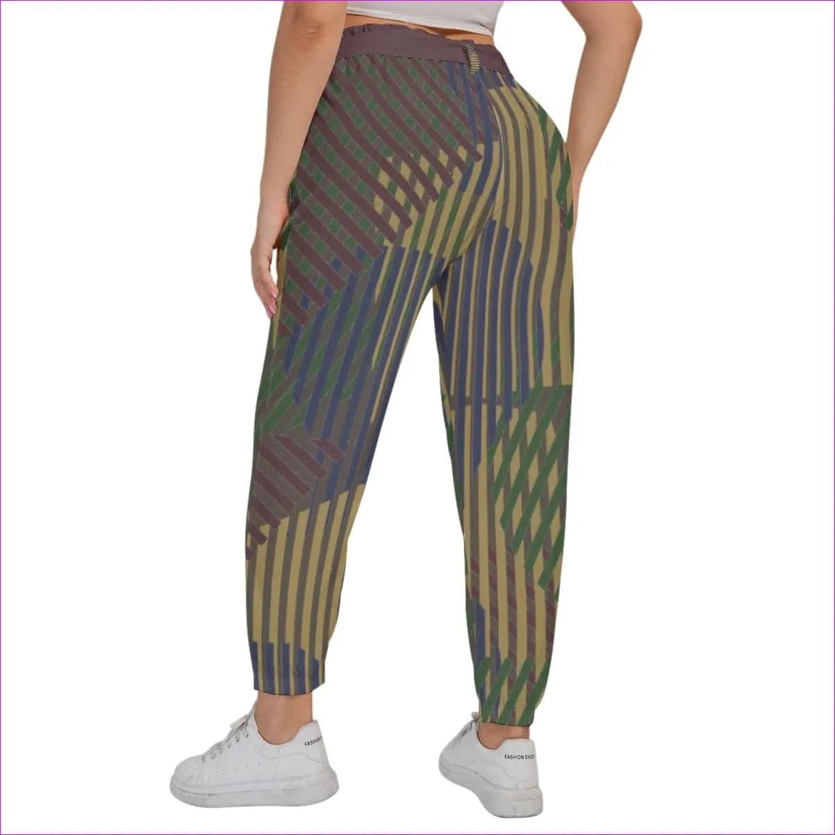 Dark Vivid Weaved Women’s Trousers With Waist Belt(Plus Size)