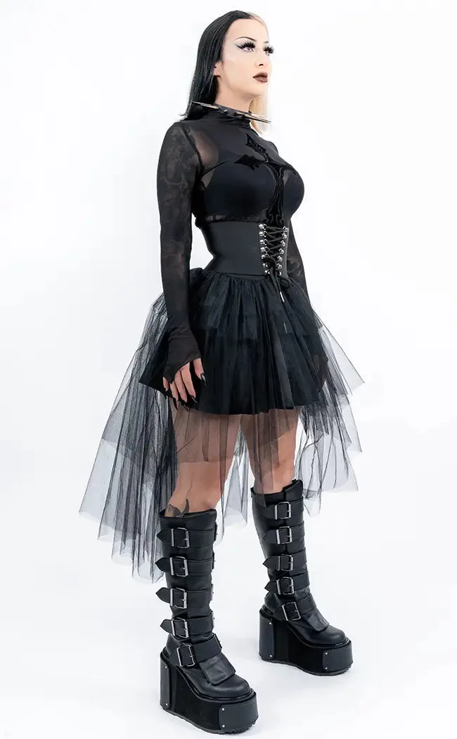 Dark Waves Layered Asymmetrical Mini Skirt