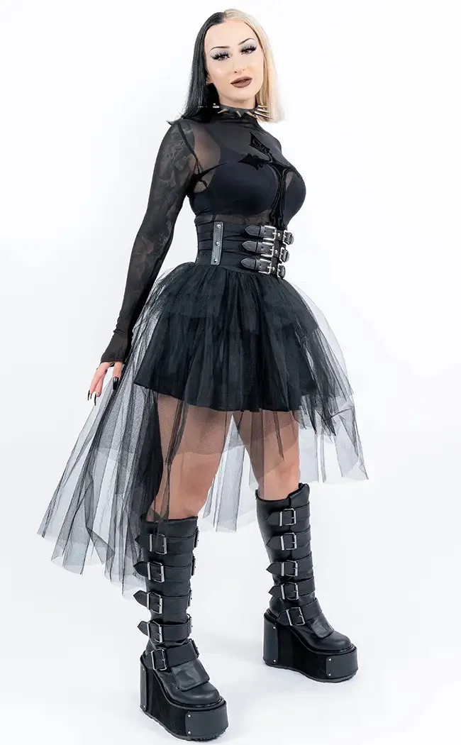 Dark Waves Layered Asymmetrical Mini Skirt