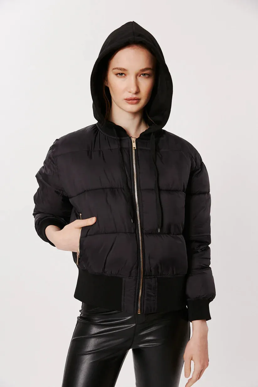 Deluc Della Black Puffer Jacket with Hood