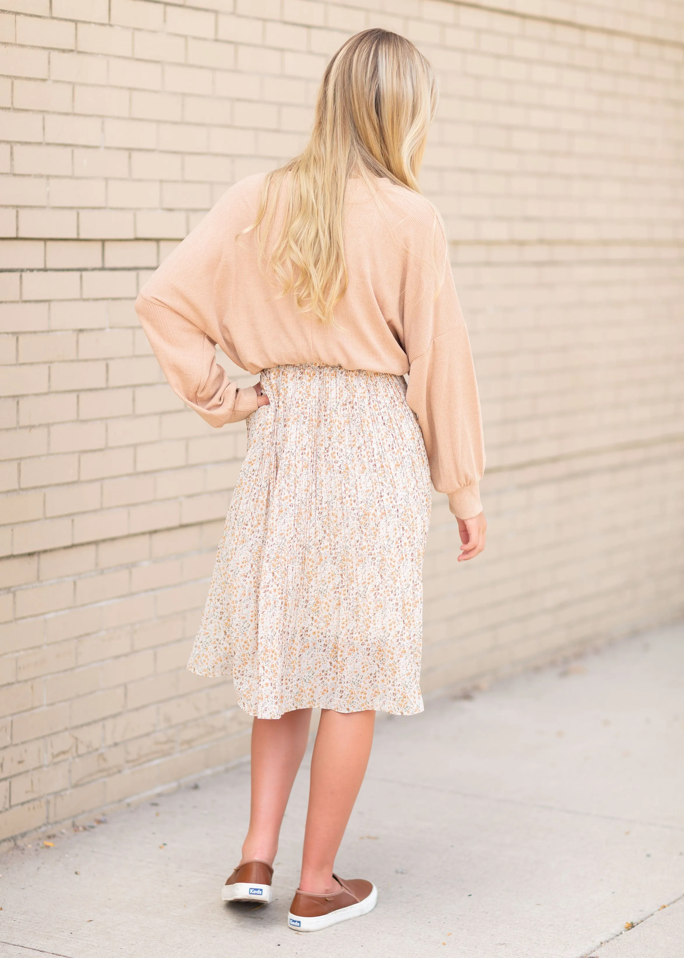 Ditsy Print Pleated Midi Skirt - FINAL SALE