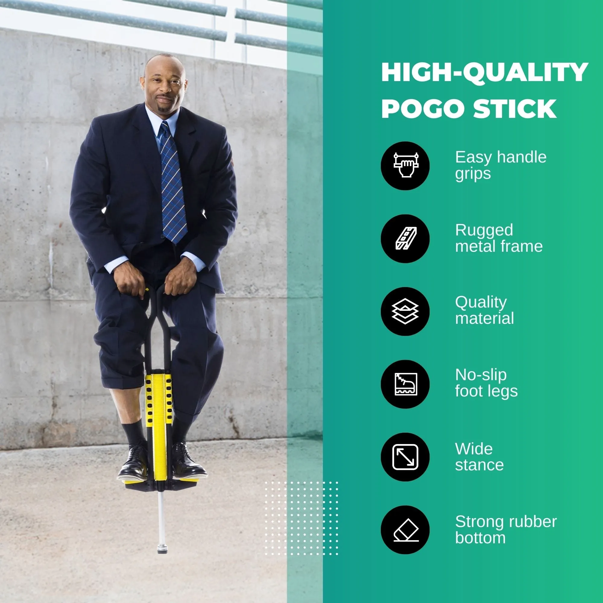 Durable Black and Yellow Pogo Stick - Adults & Kids Jumper