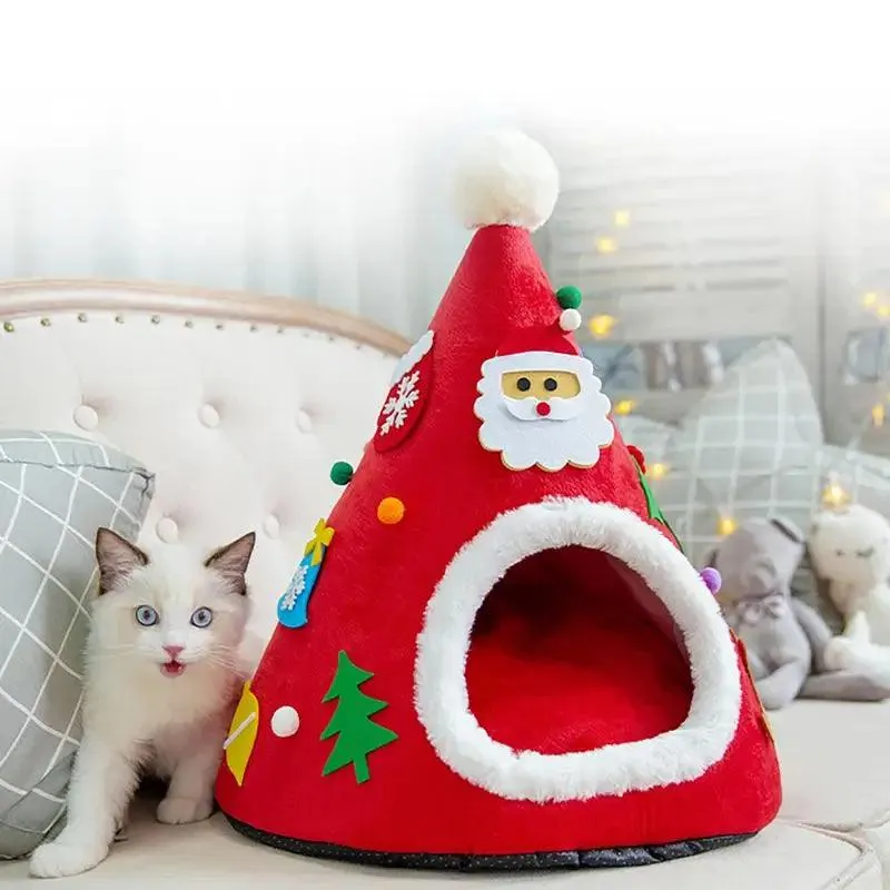 Durable Christmas Cat Hut Cottage