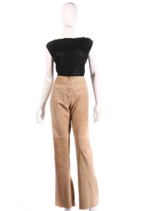 Equation suede lace up front beige trousers size 12-14