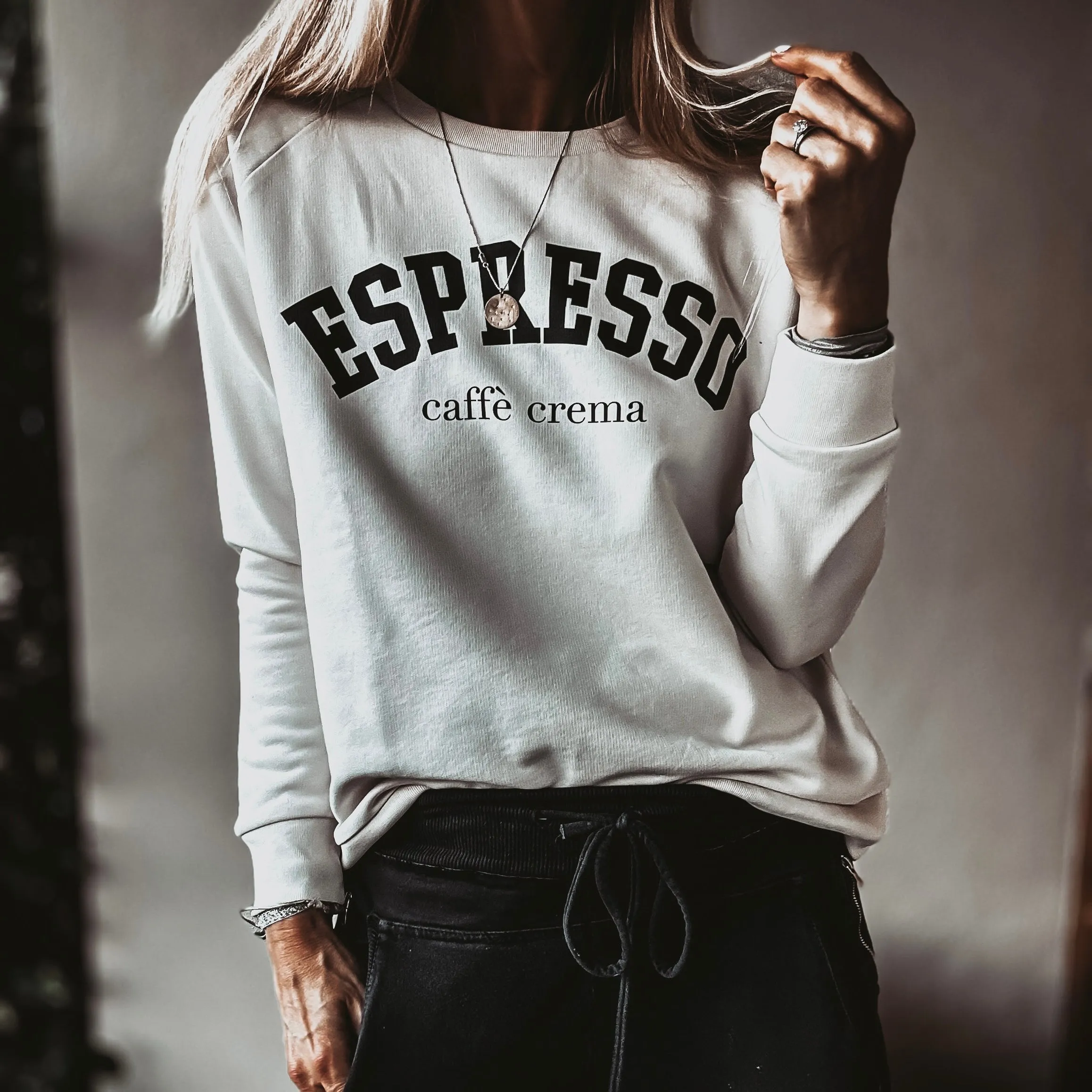 ESPRESSO vintage white (cream) sweatshirt *relaxed style* NEW