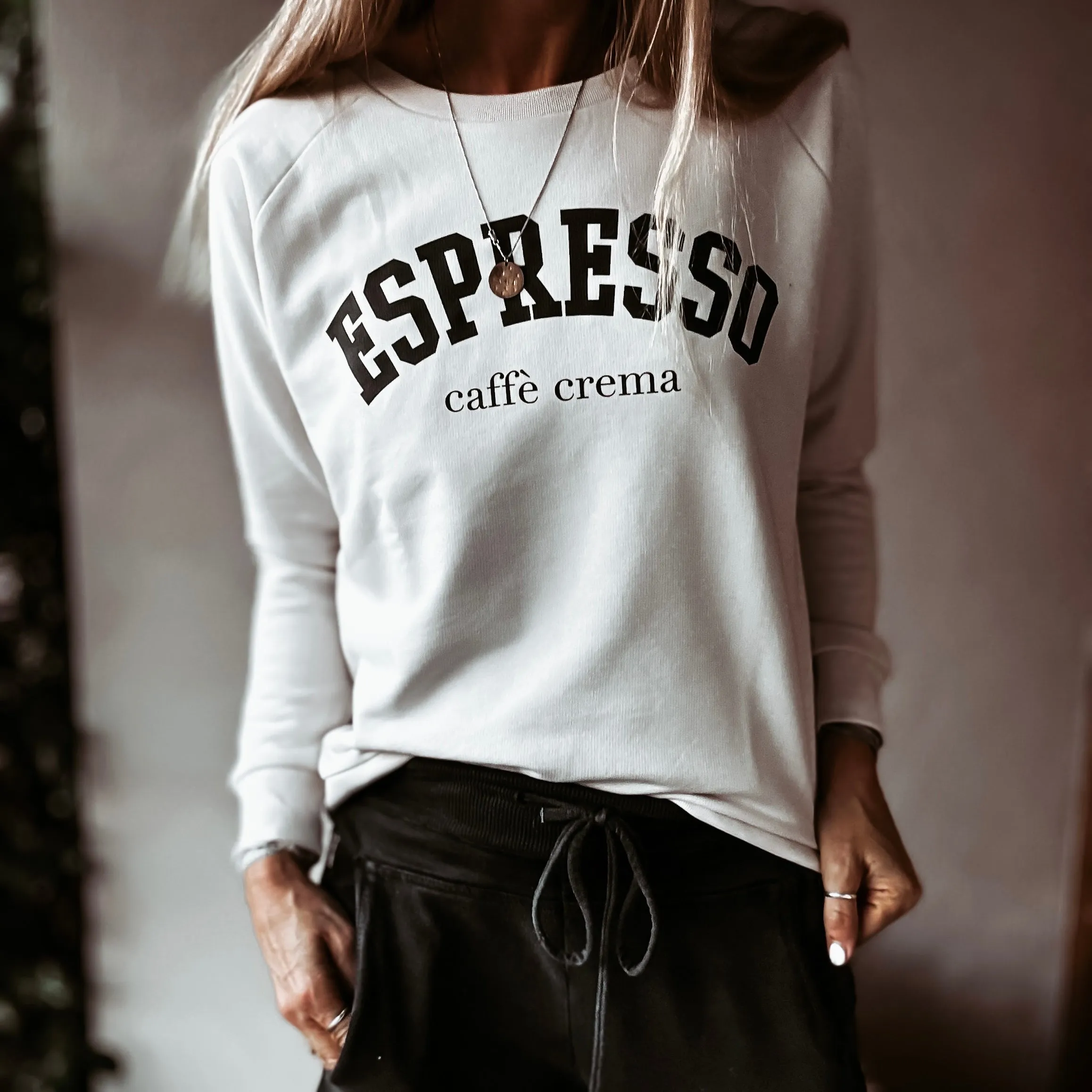 ESPRESSO vintage white (cream) sweatshirt *relaxed style* NEW