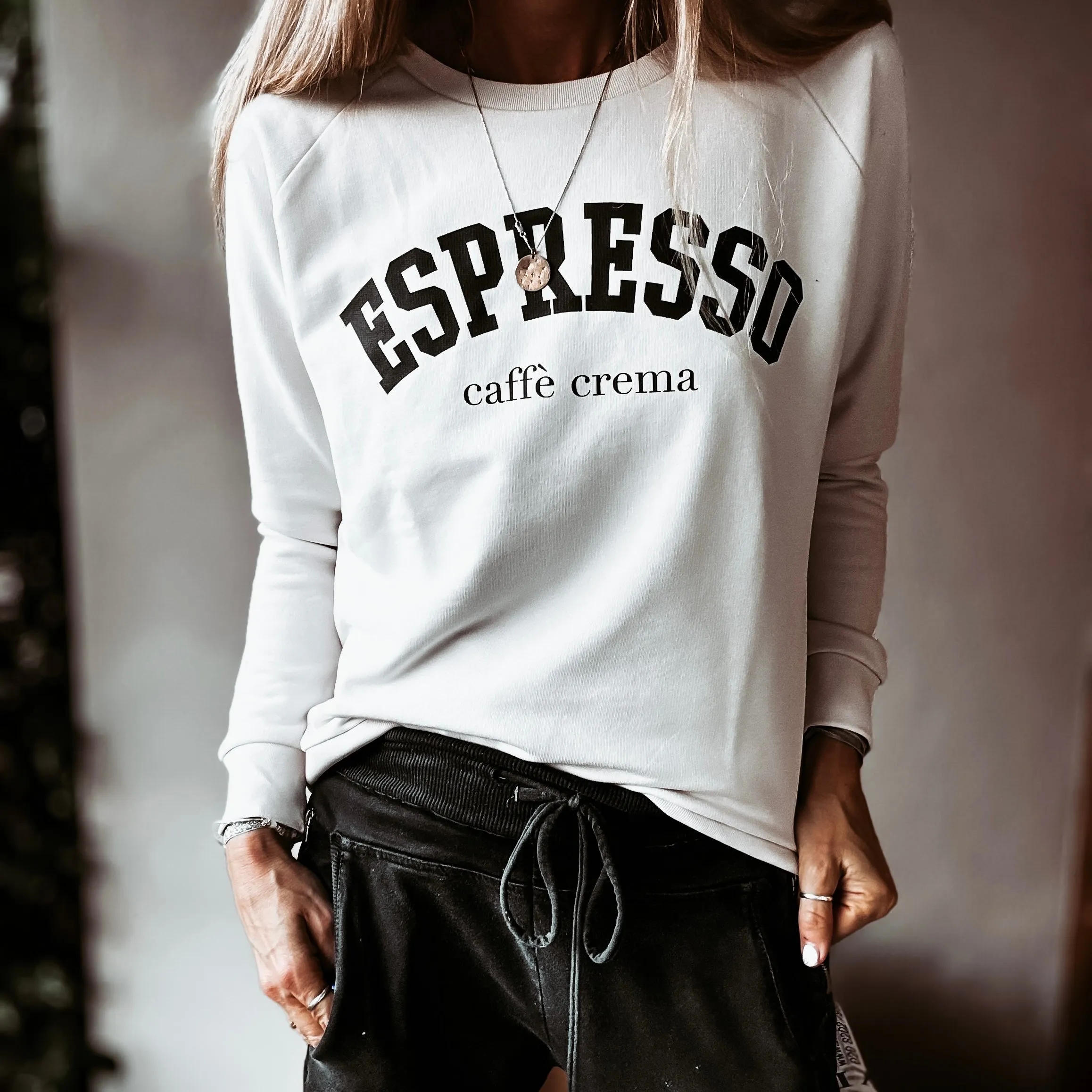 ESPRESSO vintage white (cream) sweatshirt *relaxed style* NEW