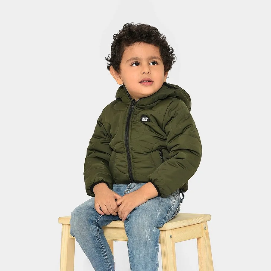 Farm Friends Hooded Green Puffer Jacket for Kids