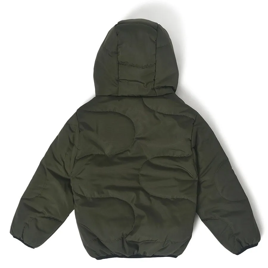 Farm Friends Hooded Green Puffer Jacket for Kids