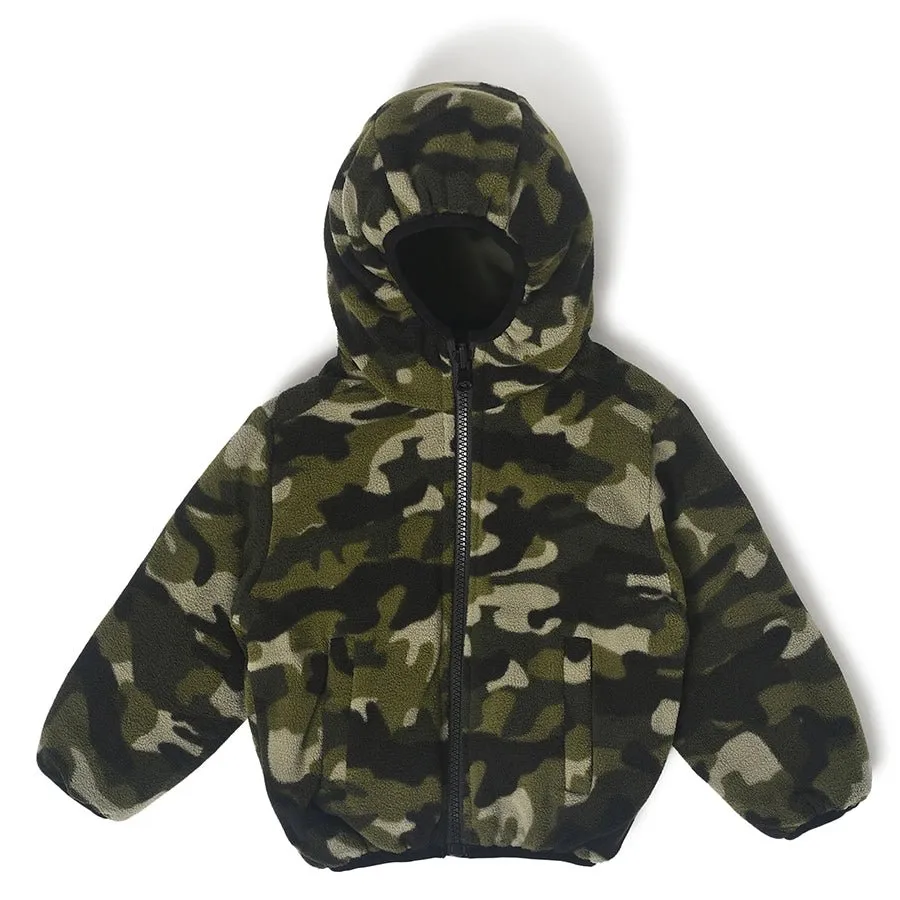 Farm Friends Hooded Green Puffer Jacket for Kids