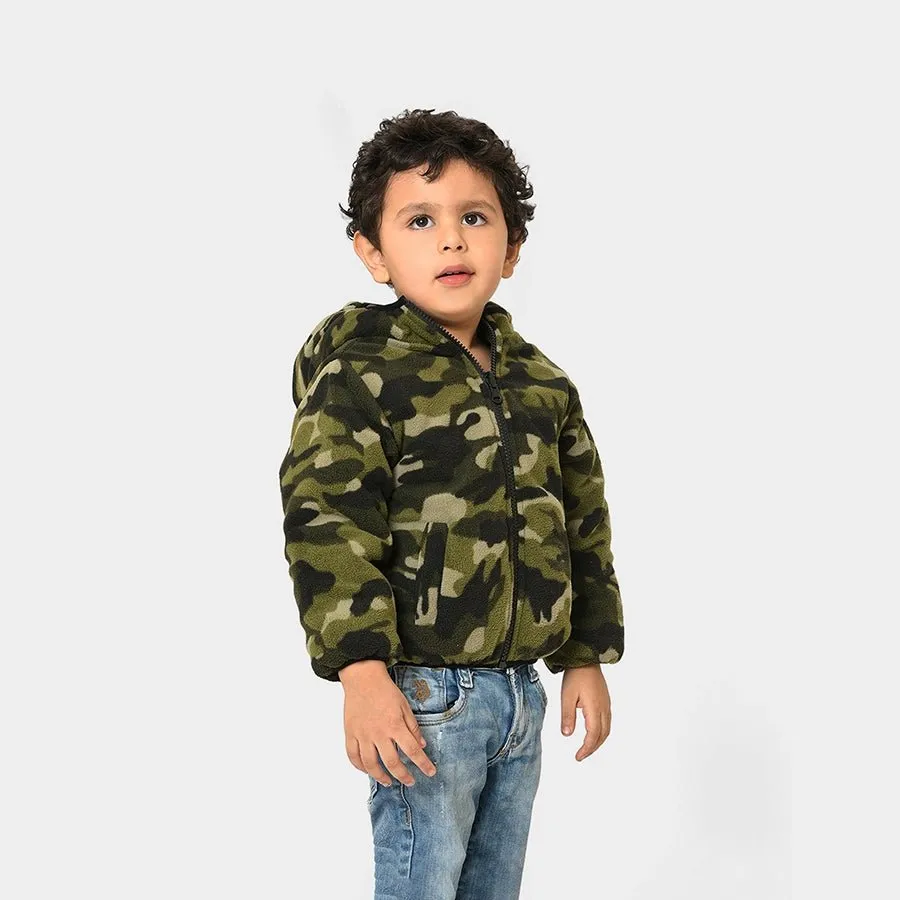 Farm Friends Hooded Green Puffer Jacket for Kids