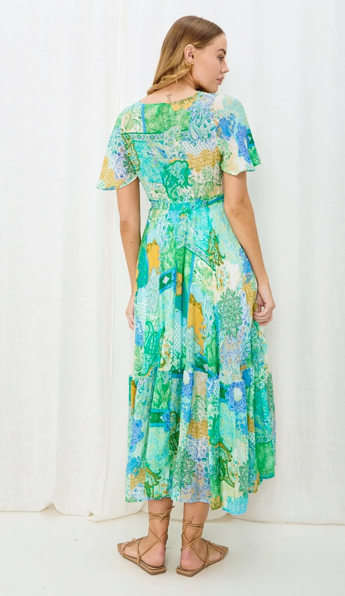 Felicity Turquoise, Green and Marigold Maxi Dress