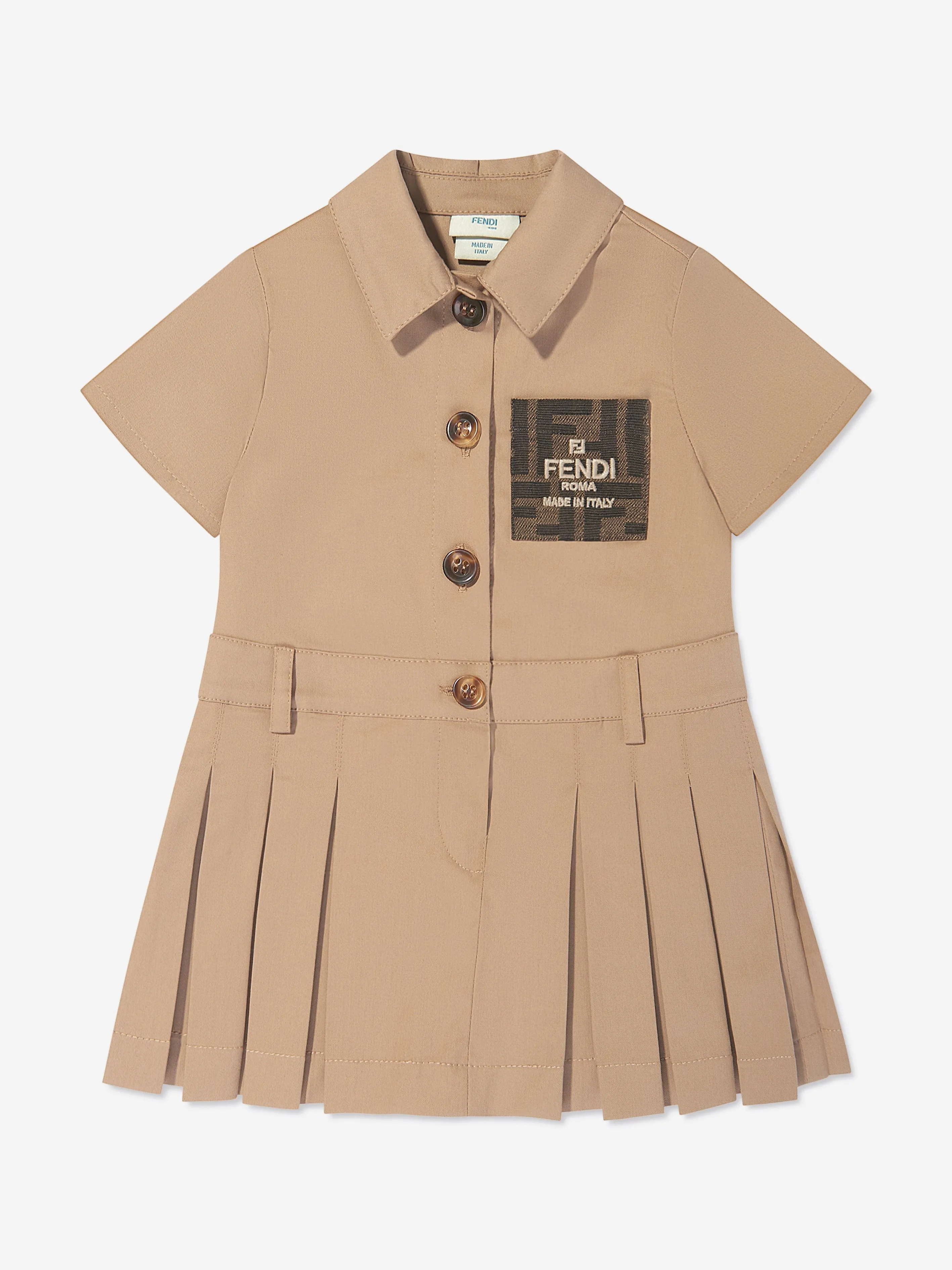 Fendi Baby Girls Logo Trench Dress in Beige