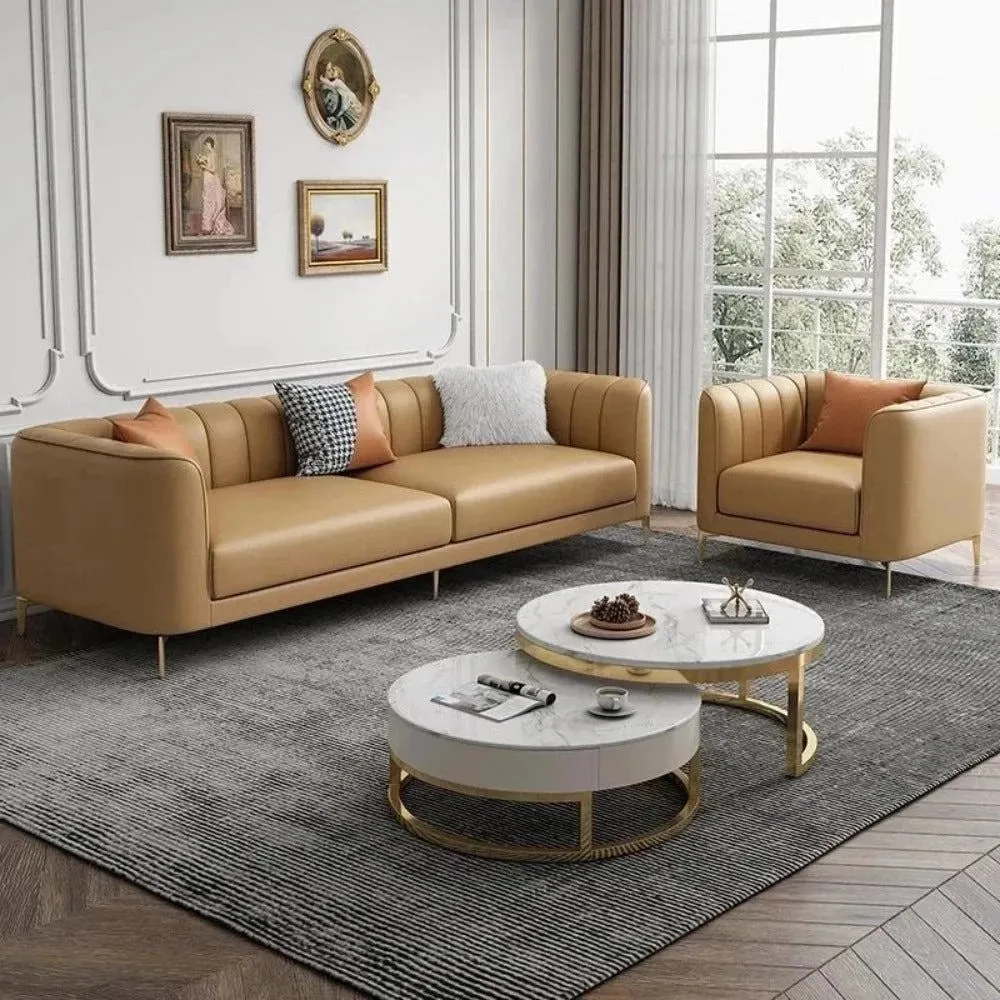 Flex Luxury Straight Line Sofa Set in Leatherette