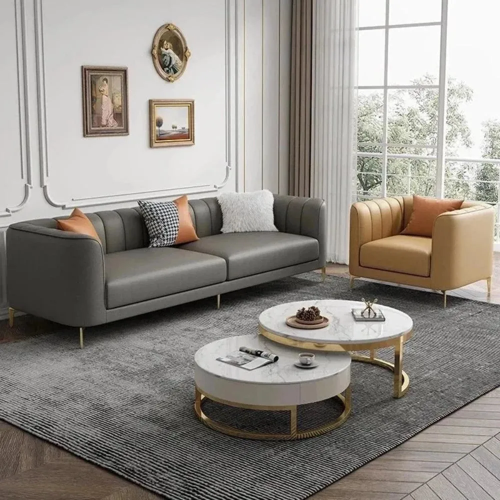 Flex Luxury Straight Line Sofa Set in Leatherette