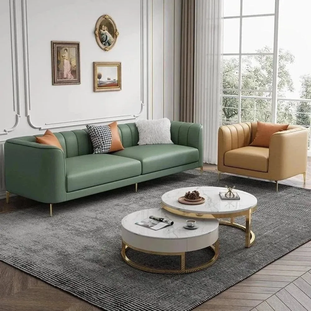 Flex Luxury Straight Line Sofa Set in Leatherette