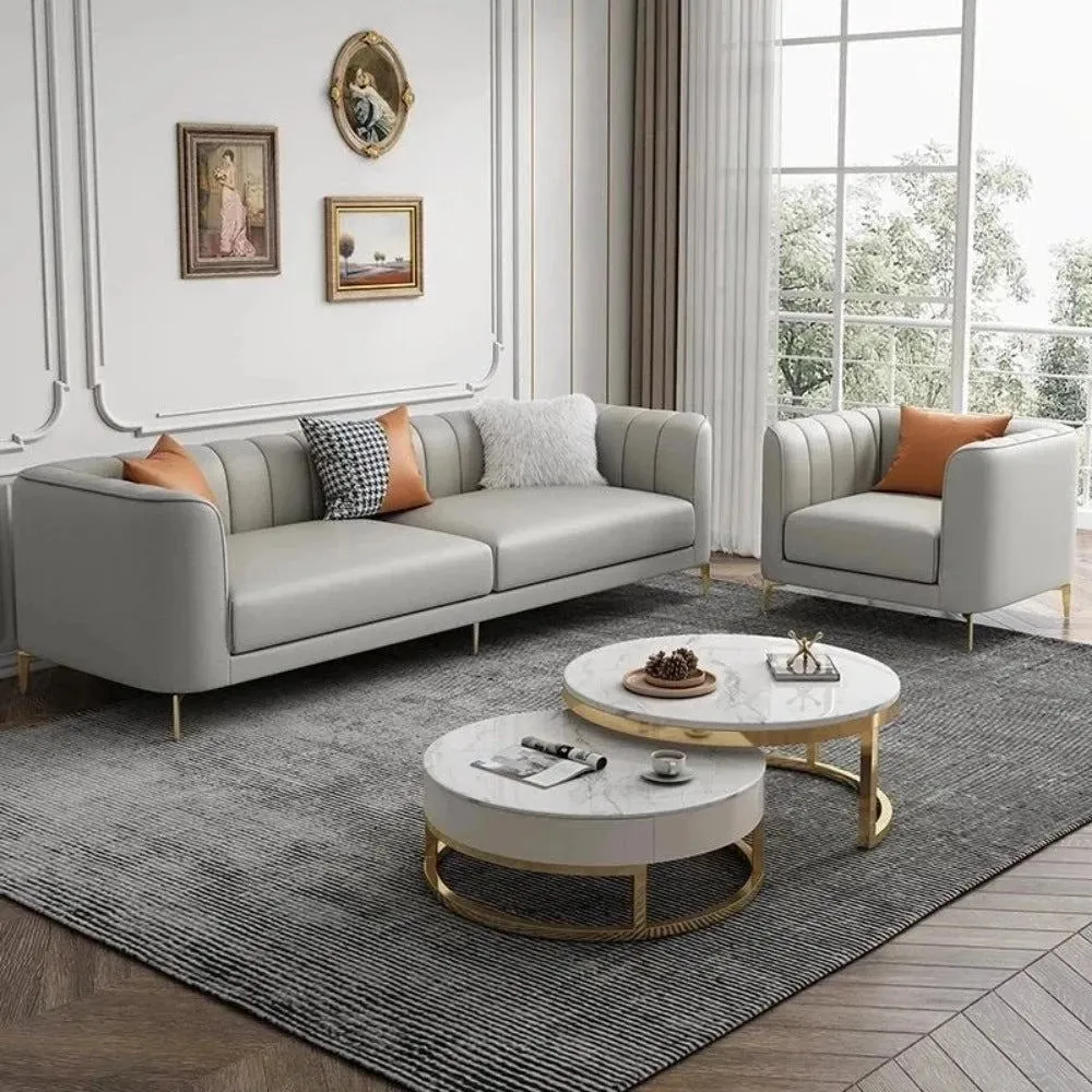 Flex Luxury Straight Line Sofa Set in Leatherette