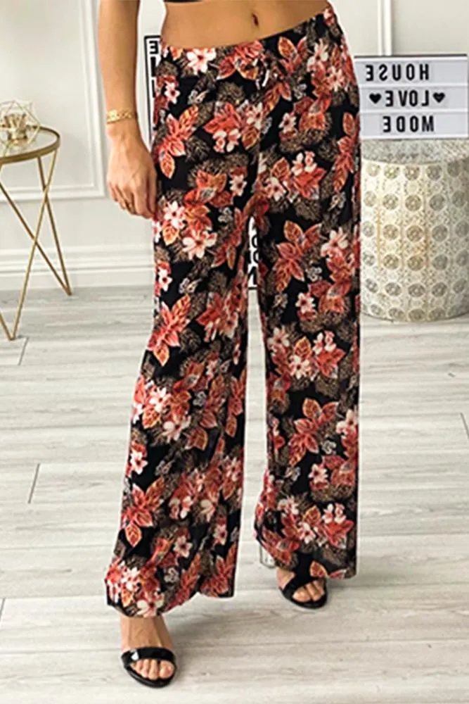 Floral Print Drawstring Palazzo pants