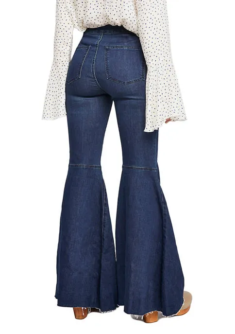 FREE PEOPLE: JUST FLOAT ON BLUE MIDNIGHT FLARE DENIM PANTS