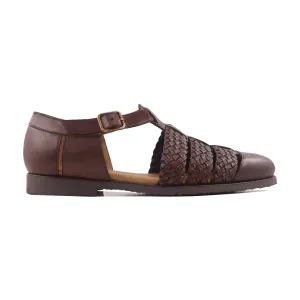 Gladiator - Men's Reddish Brown Calf and Hand Woven Calf Leather Sandal