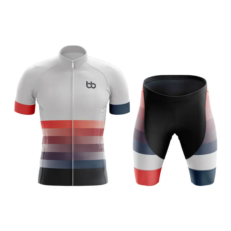 Gradient Frequency Club Cycling Kit (White-Red-Blue)