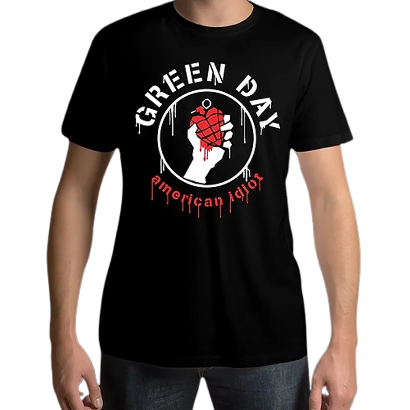 Green Day America Idiot Black Mens T Shirt