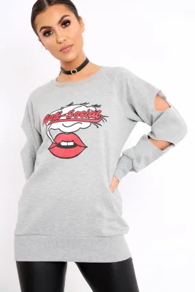 Grey Anti Social Slogan Jumper - Aaruhi