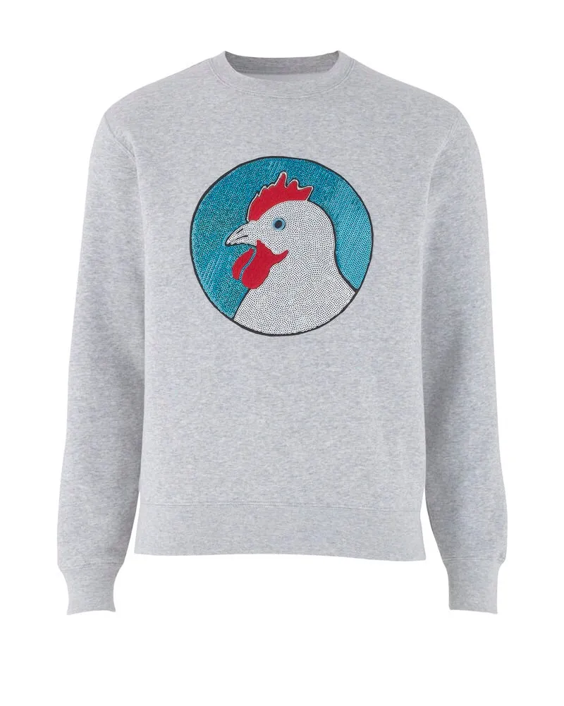 Grey Marl Jersey Unisex Sequin Sweater - Chicken