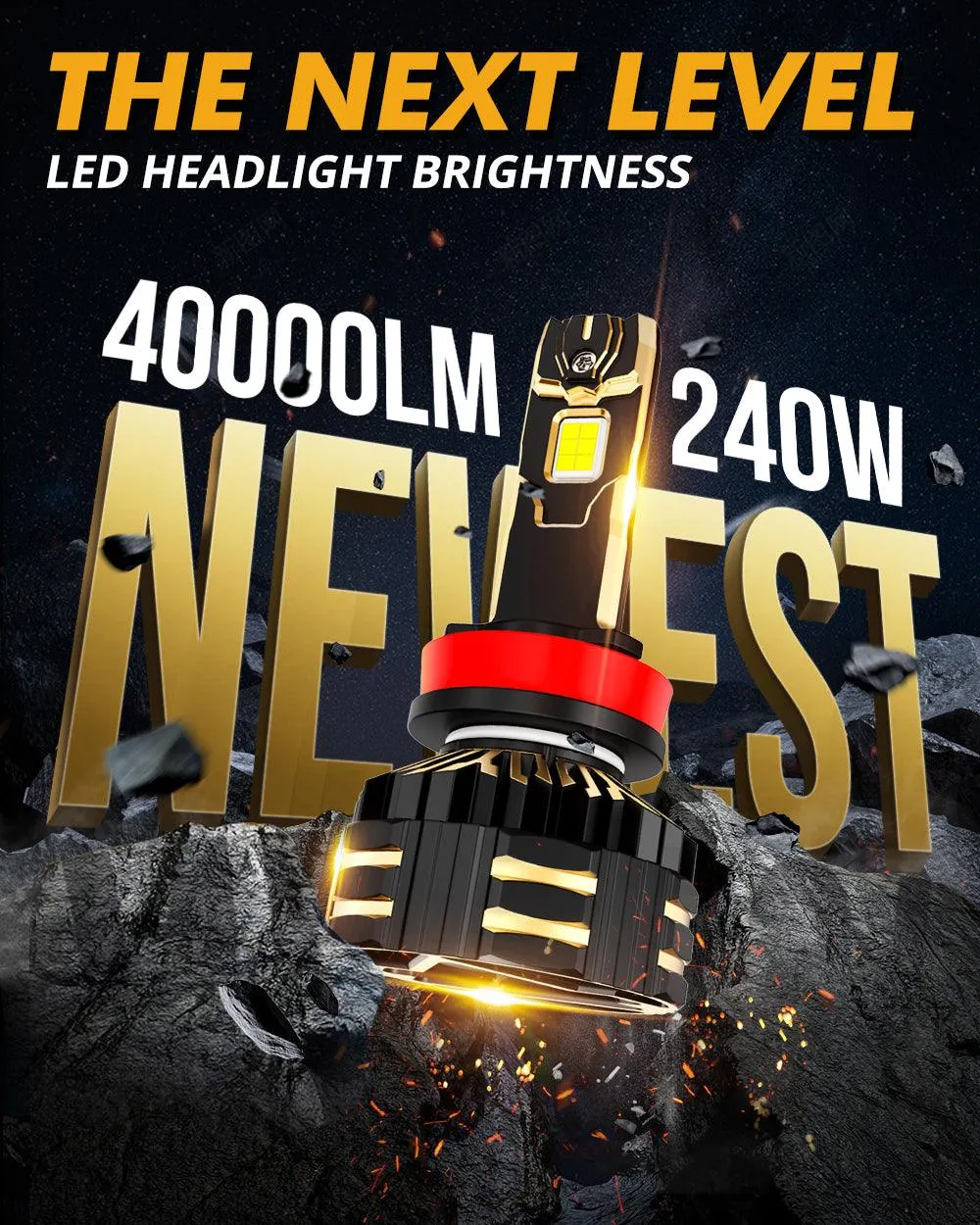 🆕H11/H9/H8/H16JP LED Headlight Bulbs 240W 40000LM GX-ULTRA Series 6500K Cool White | 2 Bulbs