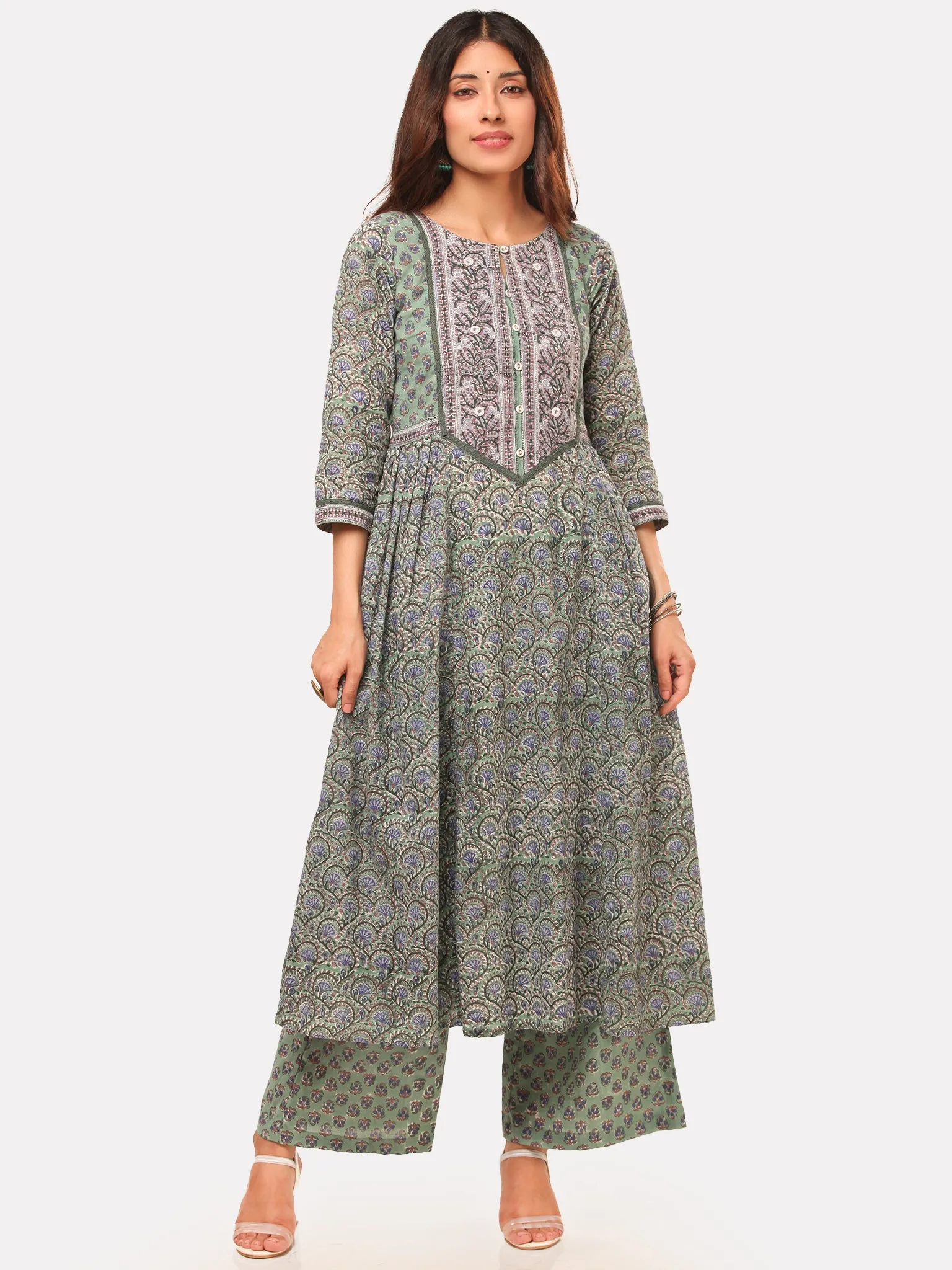 Harit Fiza Set Of Flared Kurta Pants Dupatta