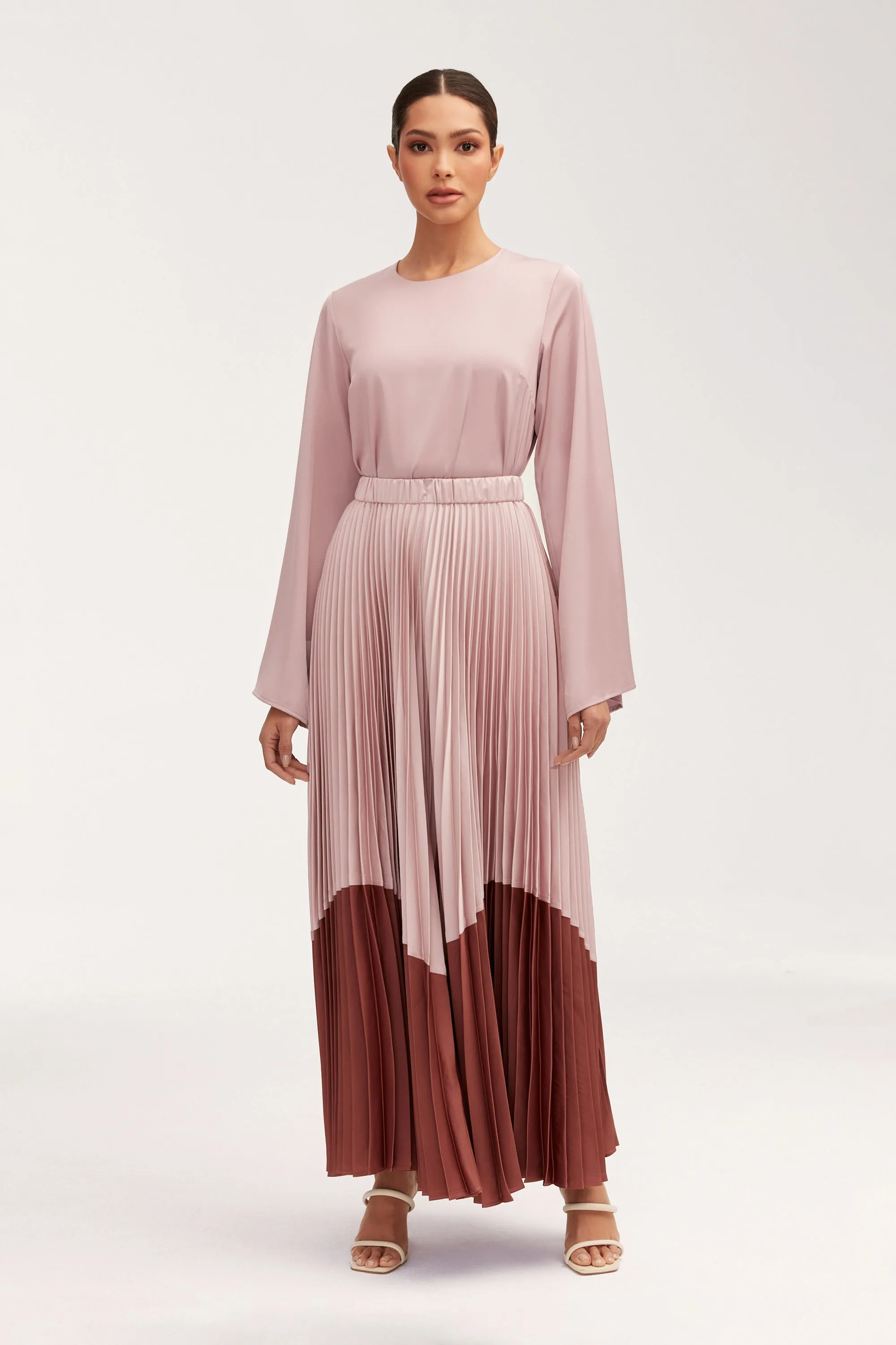 Hayfa Satin Pleated Skirt