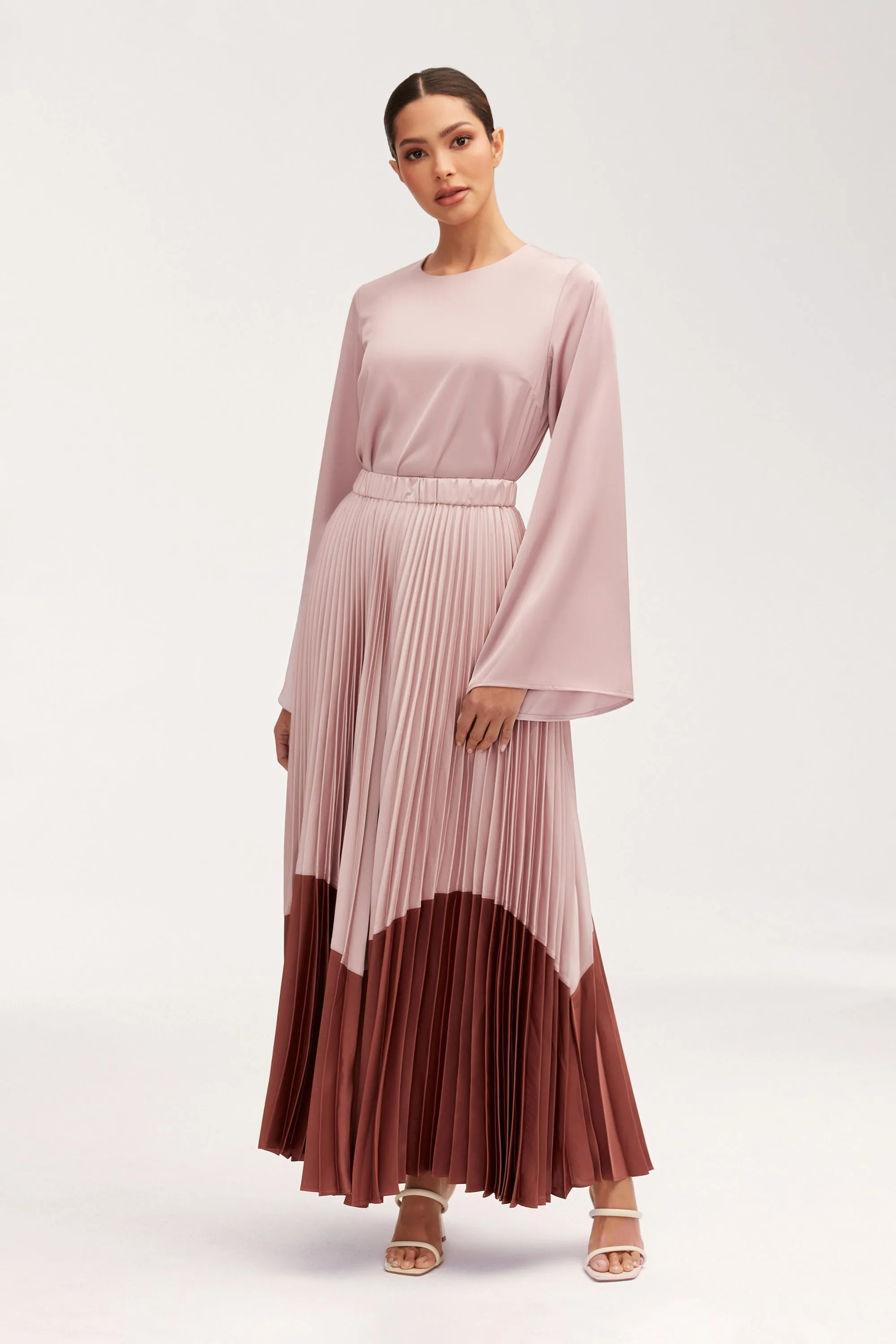 Hayfa Satin Pleated Skirt