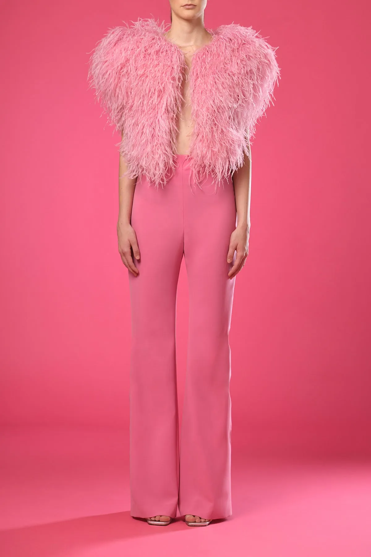 Heart shaped feathers top with pants