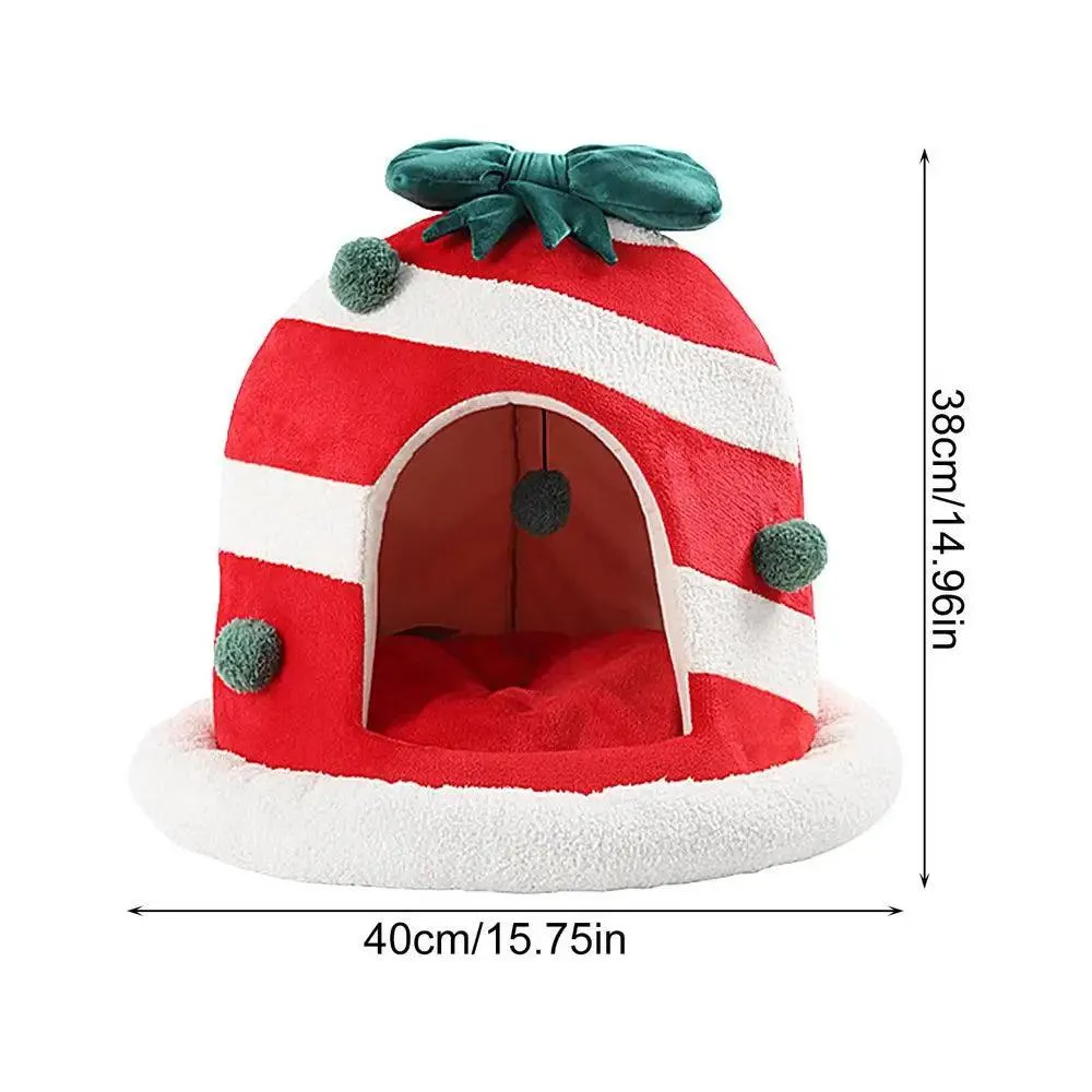 Holiday Pet Tent Christmas Bed for Pets