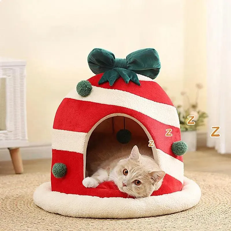 Holiday Pet Tent Christmas Bed for Pets