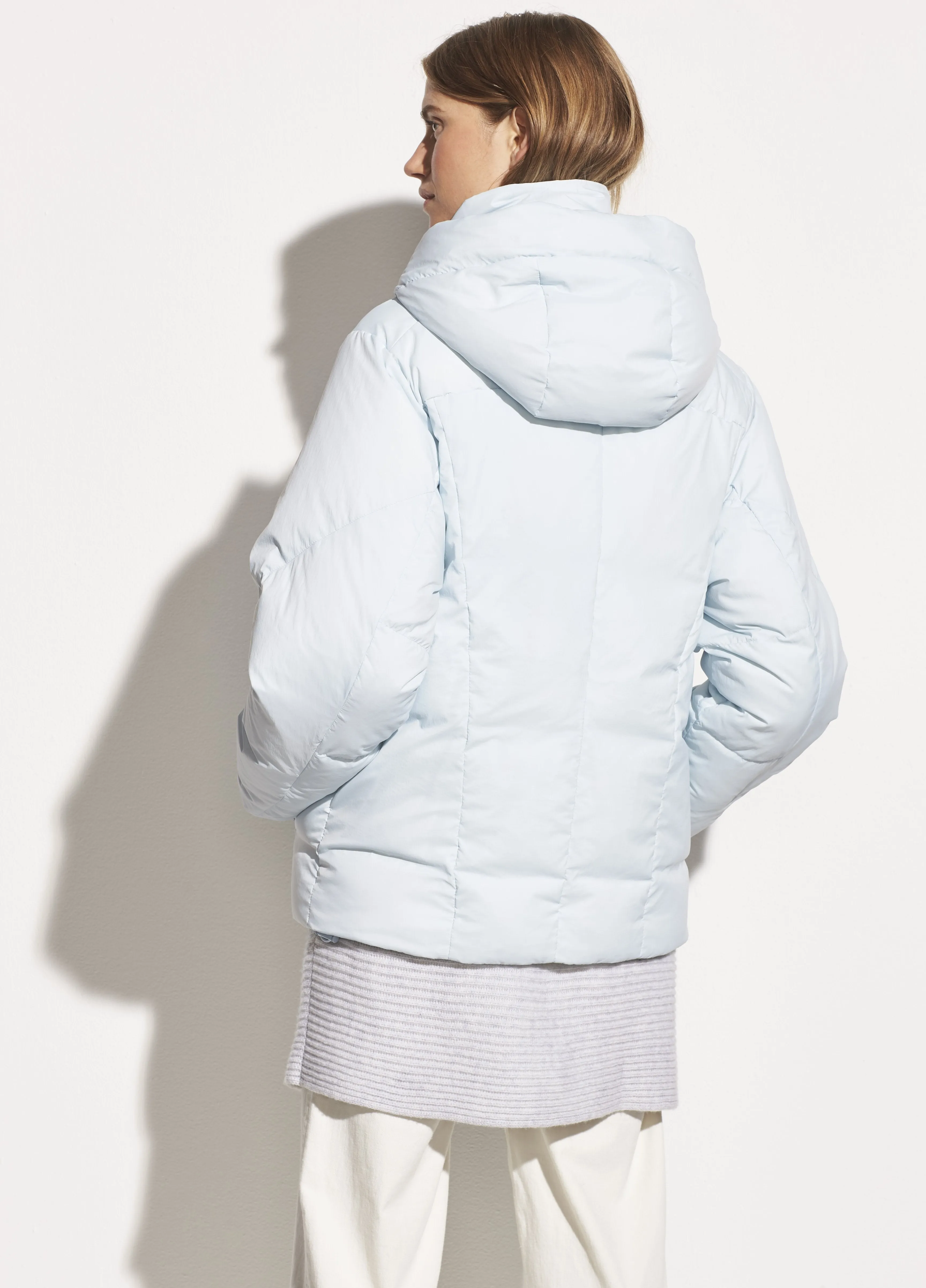 Hooded Puffer Jacket in Pale Glacier