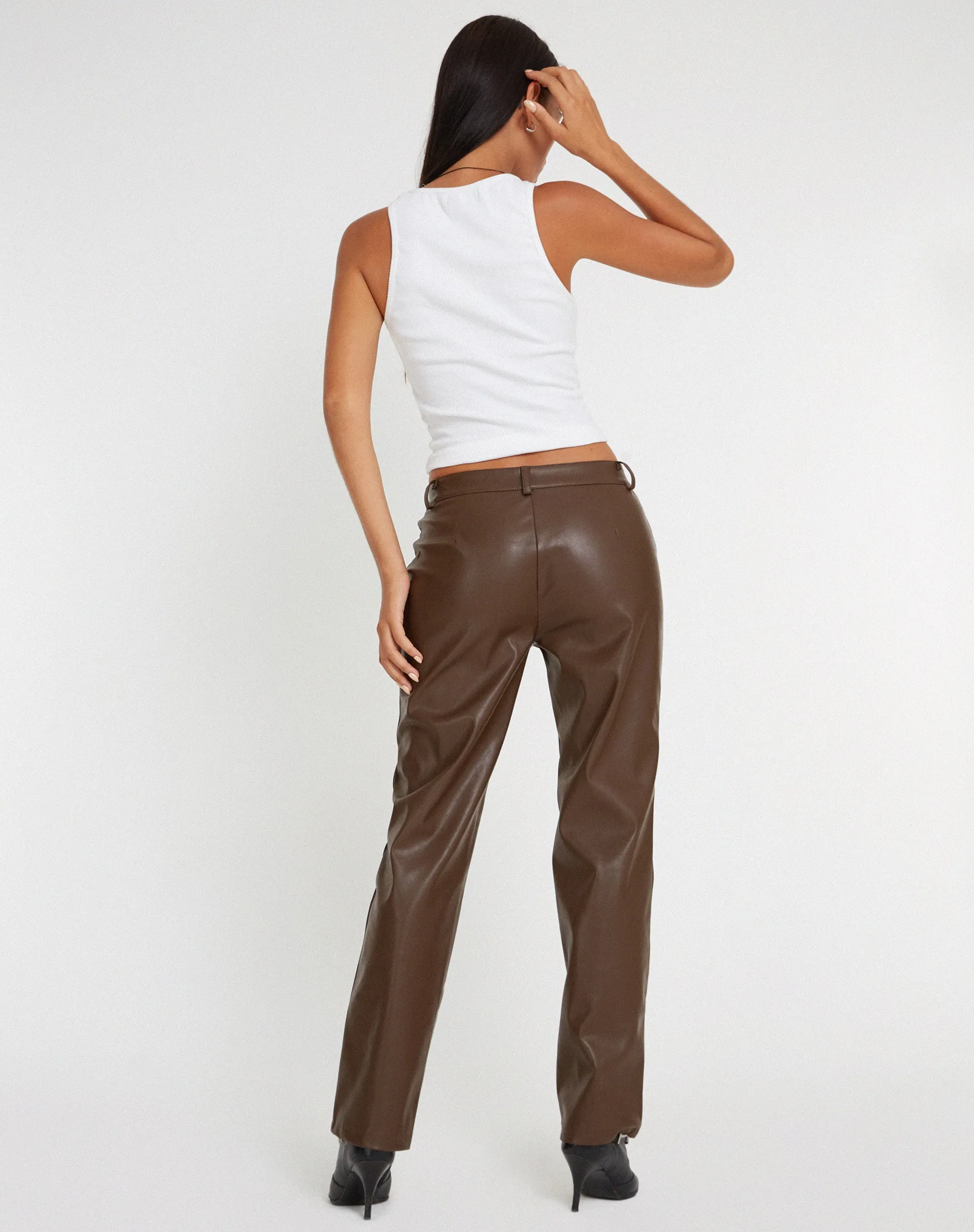 Jastara Straight Leg Trouser in PU Brown