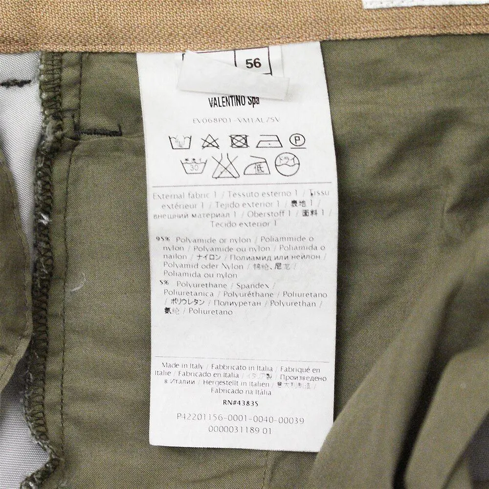 Khaki Green Nylon Slim Fit trousers